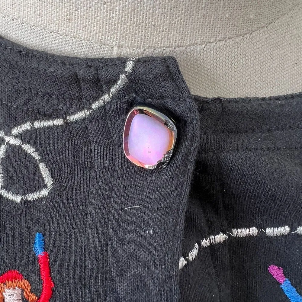 Michael Simon Lite Ice Skater Cardigan Size Small Vintage Sweater‎ Wearable Art Black - Image 5