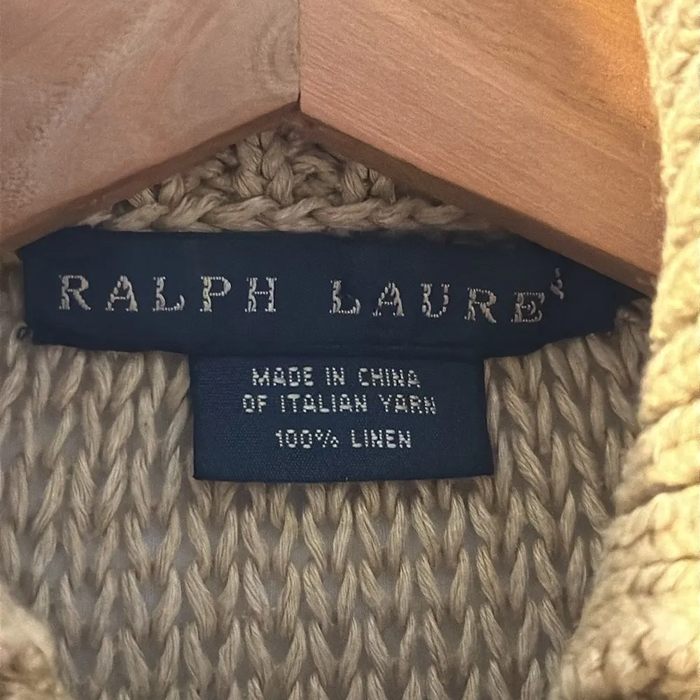 Ralph Lauren blue label ladies 100% linen Italian yarn sweater XS button up - Image 5