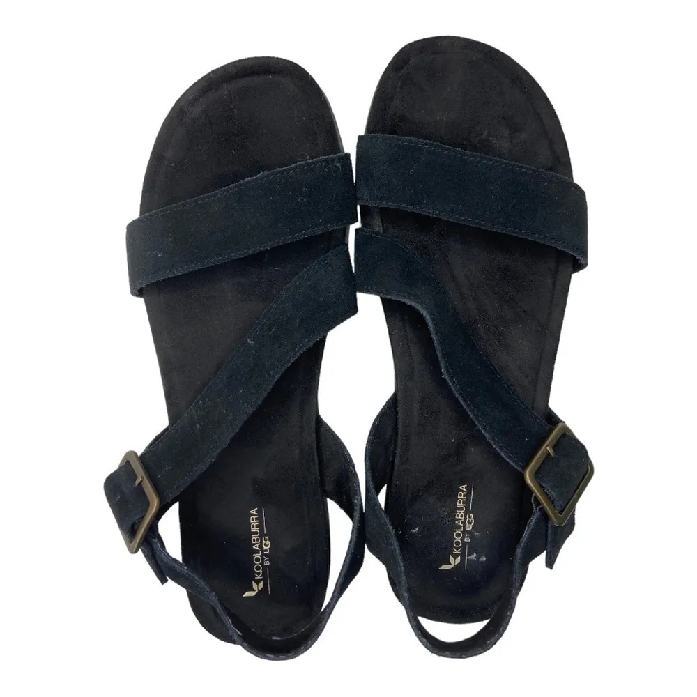 KOOLABURRA By UGG Women's Black Suede Serah Memory Foam Strappy Sandals Size 10 - Image 9