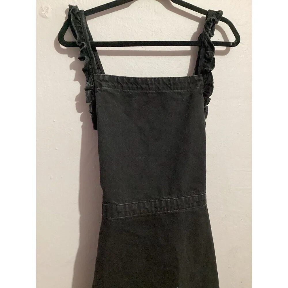 ASOS Washed Black Denim Mini Dress Sleeveless Criss Cross Back Size 14 - Image 3