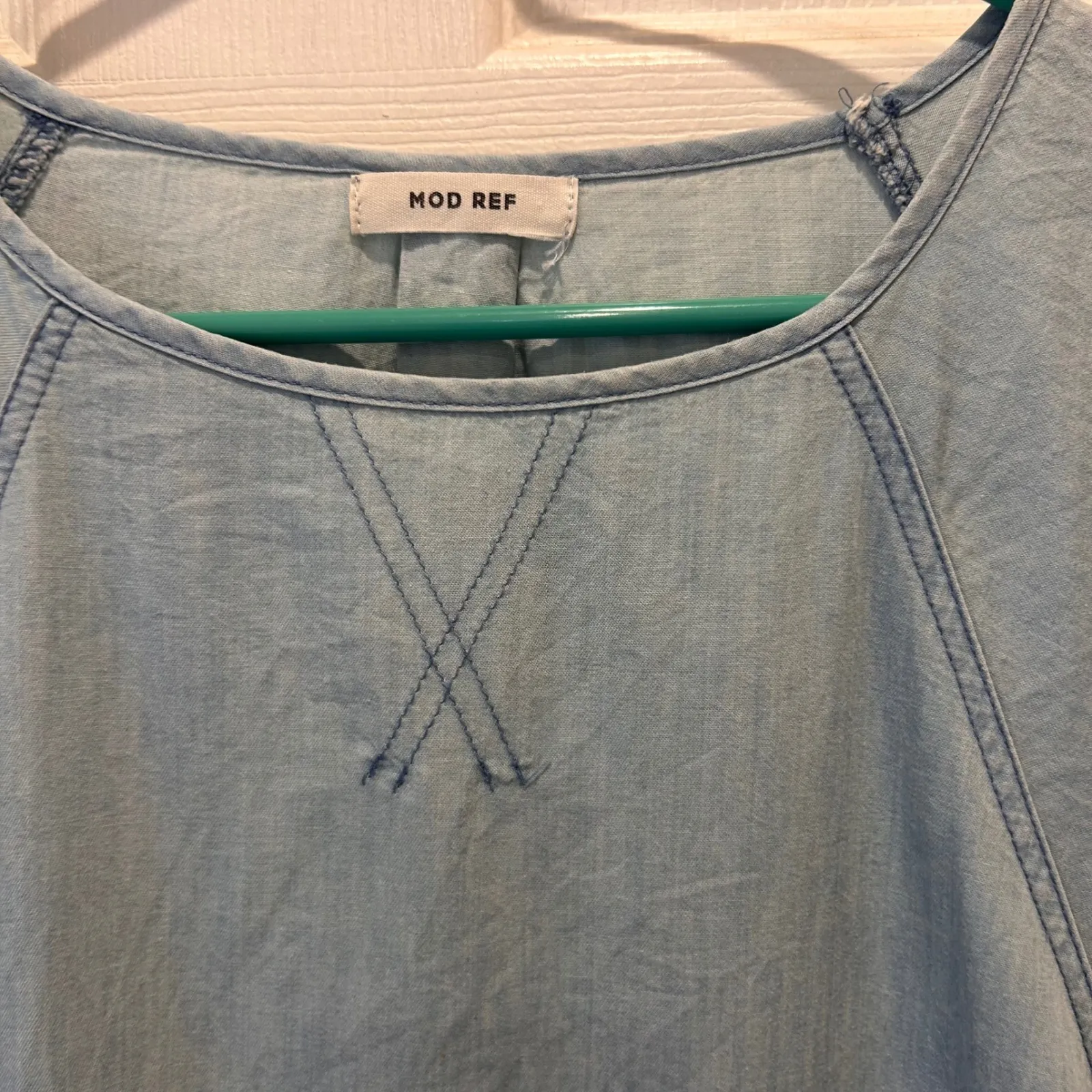 Mod Ref Women's Light Blue Tencel Casual Short Sleeve Mini Dress Large Pockets - Image 5