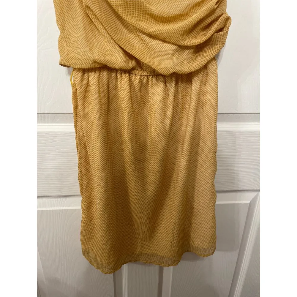 Judith March One Shoulder Chiffon Yellow Dress, Small - Image 4