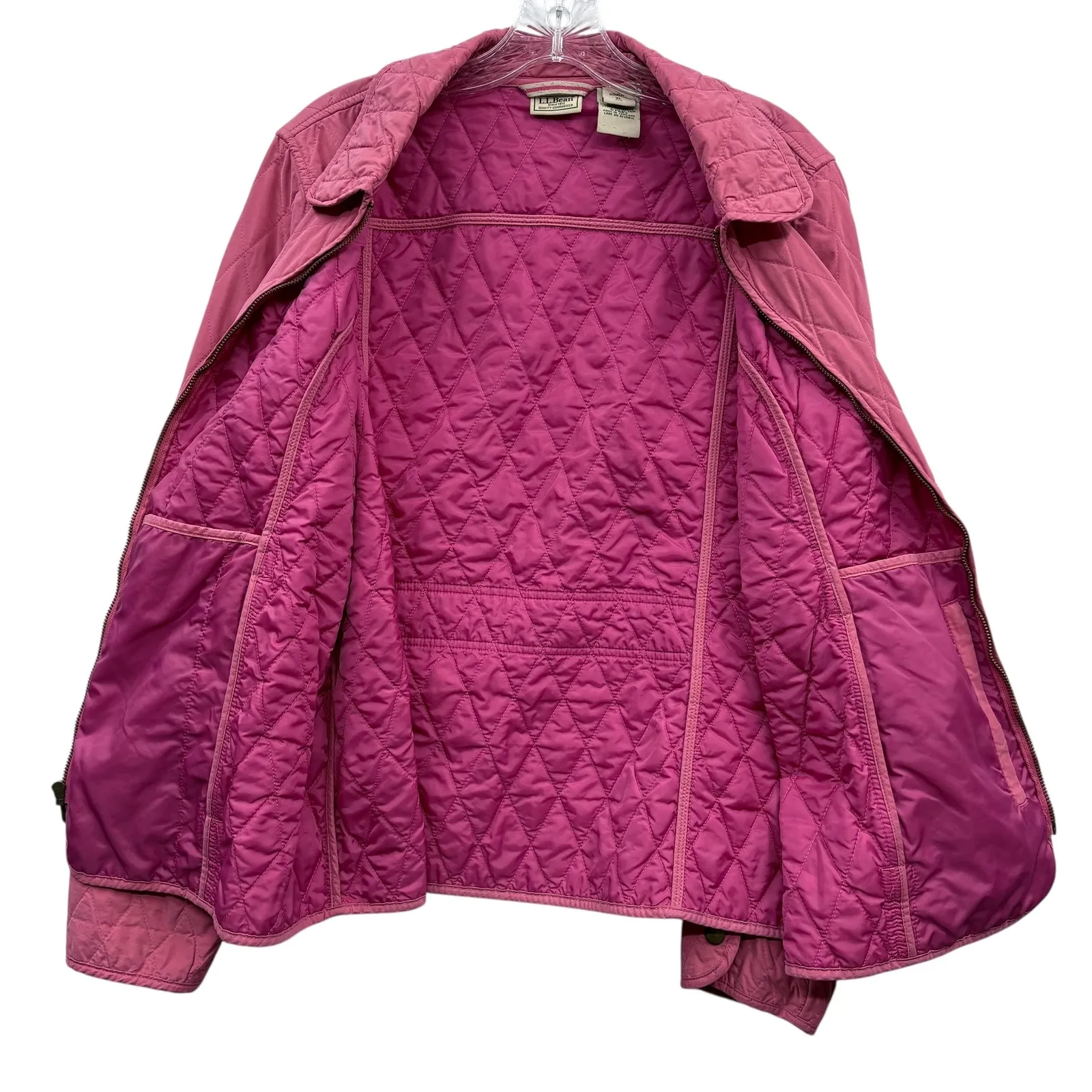 L.L. Bean Women's Quilted Jacket Lightweight Full Zip‎ Pockets Pink Jacket XL Size M - Image 3