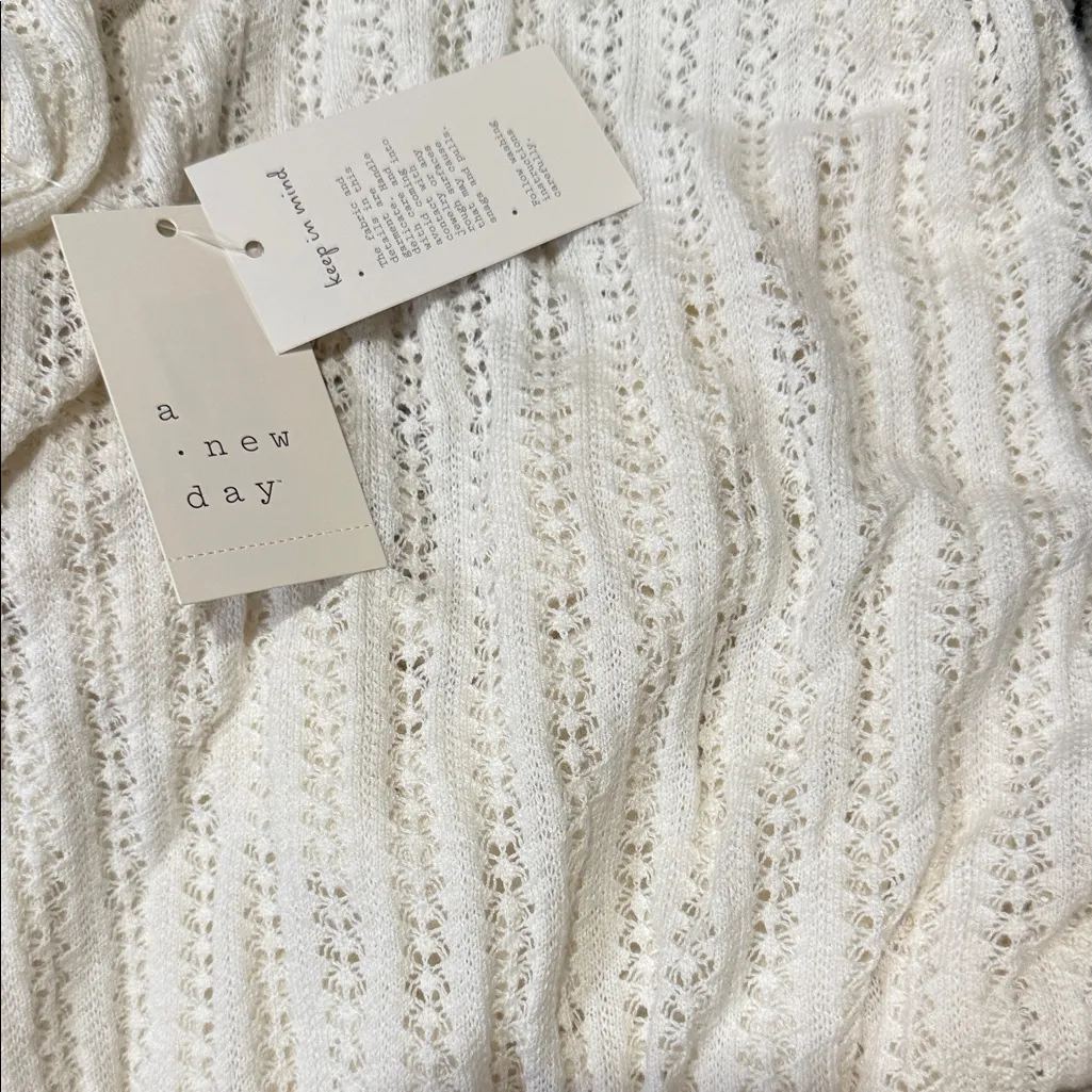 NWT A New Day Size S. Cream color Sleeveless Knit Pointelle Dress. Lined knit - Image 4