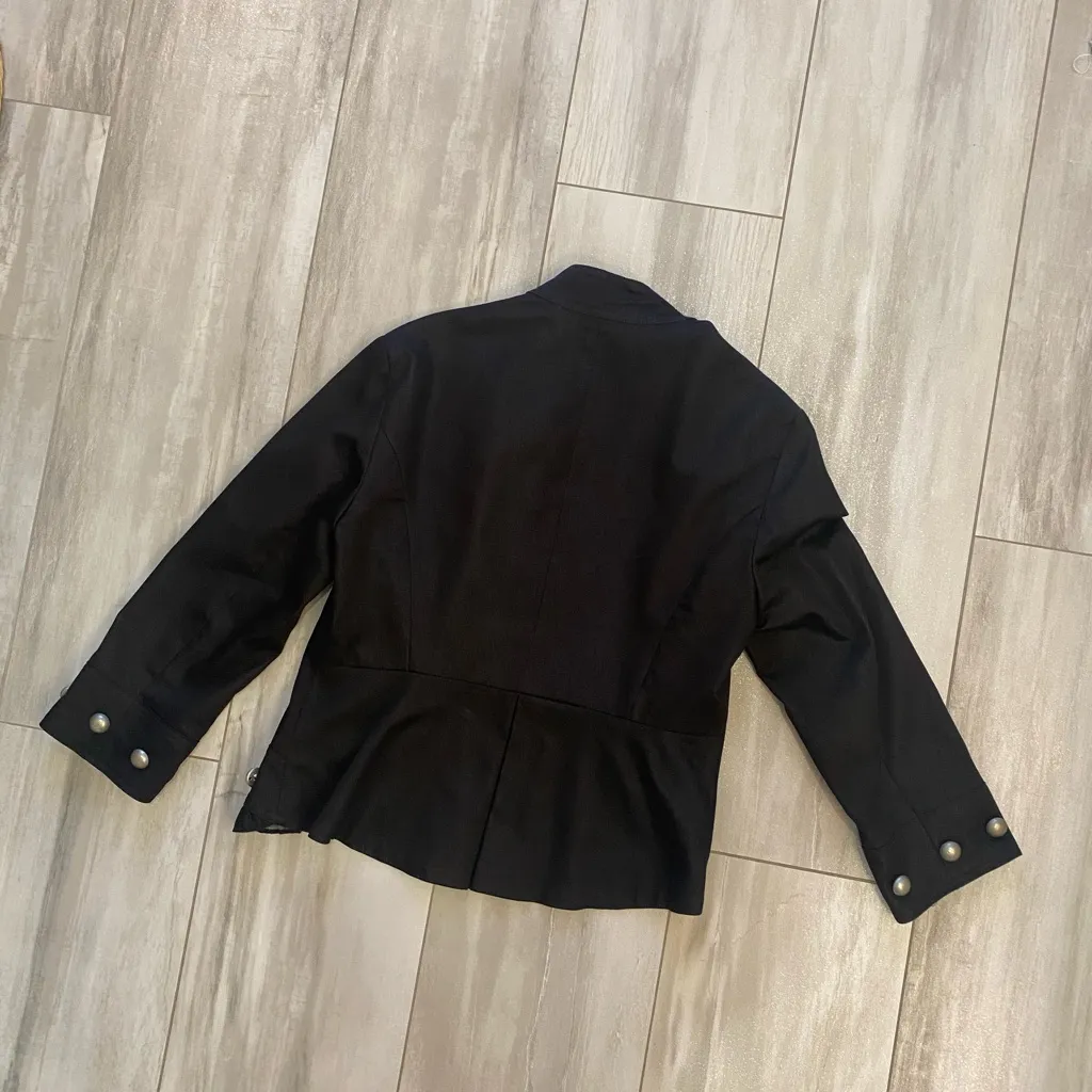 John Paul Richard Black Open Jacket with Decorative Buttons and Ruffles, Medium - Image 5