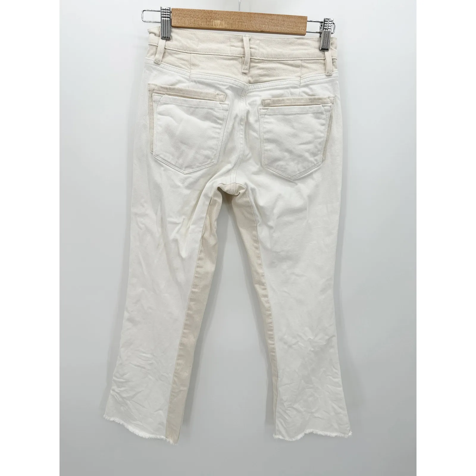 FRAME Le Crop Mini Boot Multi Cream/White Cotton Blend Jeans Women's Size 25 - Image 2