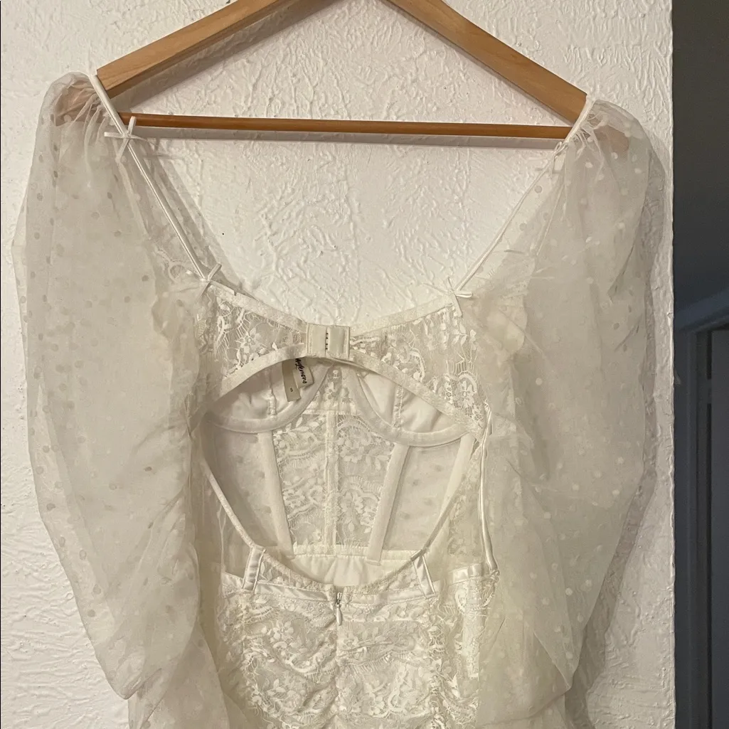 For Love And Lemons Sheer White Lace Long-Sleeve Dress Small - Image 8