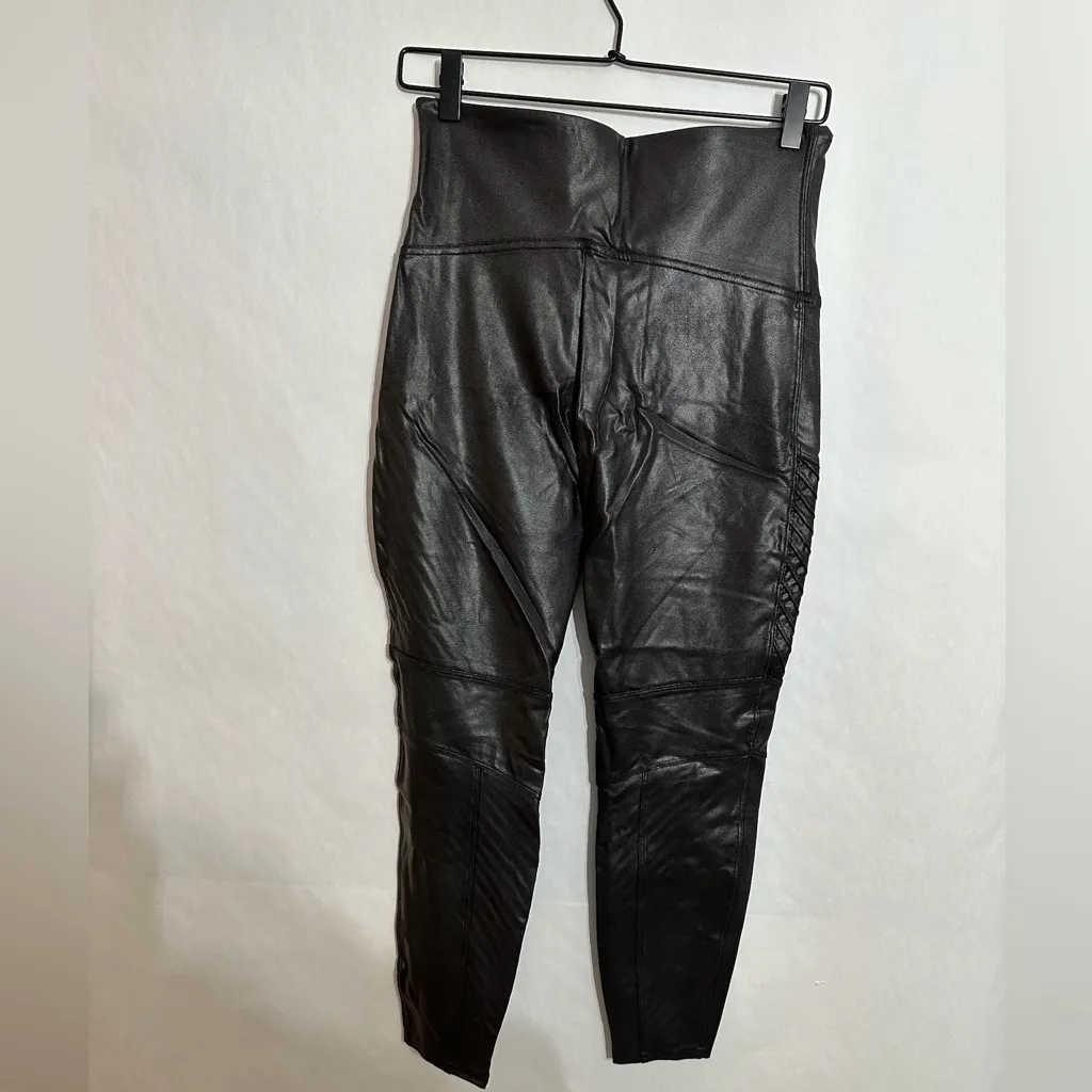 NWT SPANX Faux Leather Moto Leggings Petite XL High Waist Shaping - Image 5