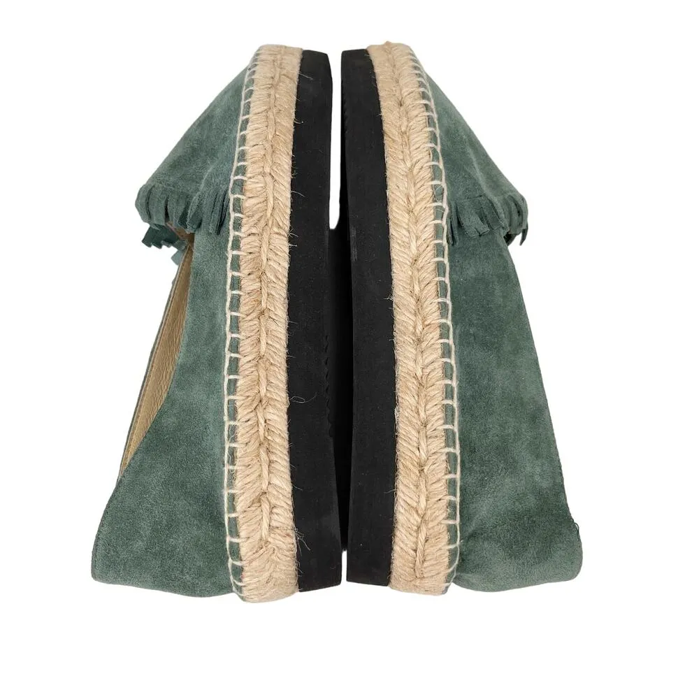 Palomitas by Paloma Barcelo Daniela Espadrilles Green Suede 36 6 Spain Size 5 - Image 8