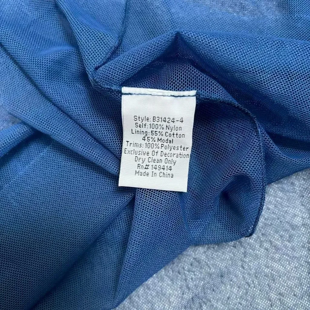 NWOT Johnny Was Biya Mazzy Bias Embroidered Floral Blue Mesh Maxi Dress Sz M - Image 10