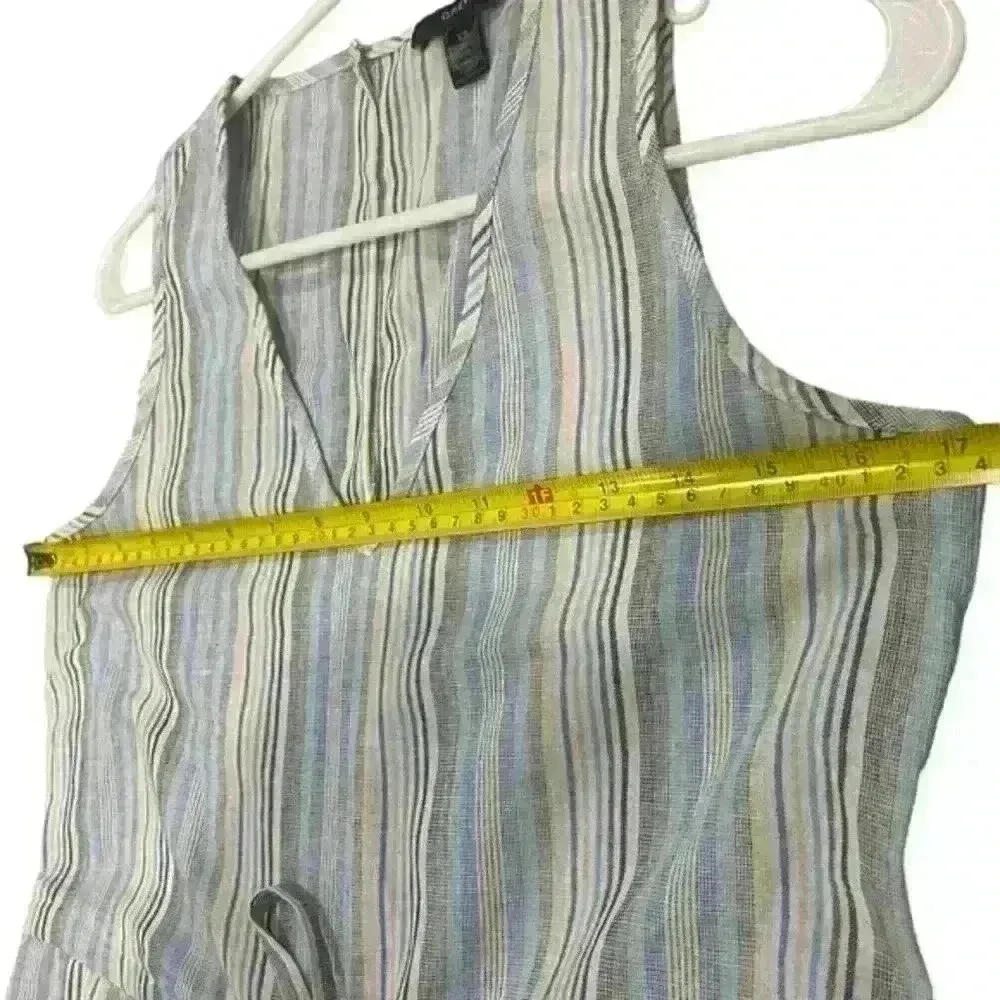 Drew Anthropologie Striped Sleeveless Wide Leg Jumpsuit Blue Grey‎ White XS - Image 7