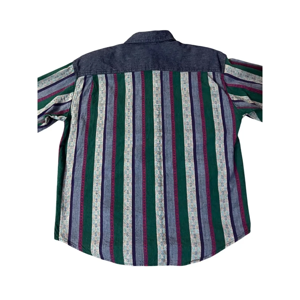 Vintage 90s Huntington Ridge Denim Shirt Womens M 1993 Striped Button Up Blue Size M - Image 4