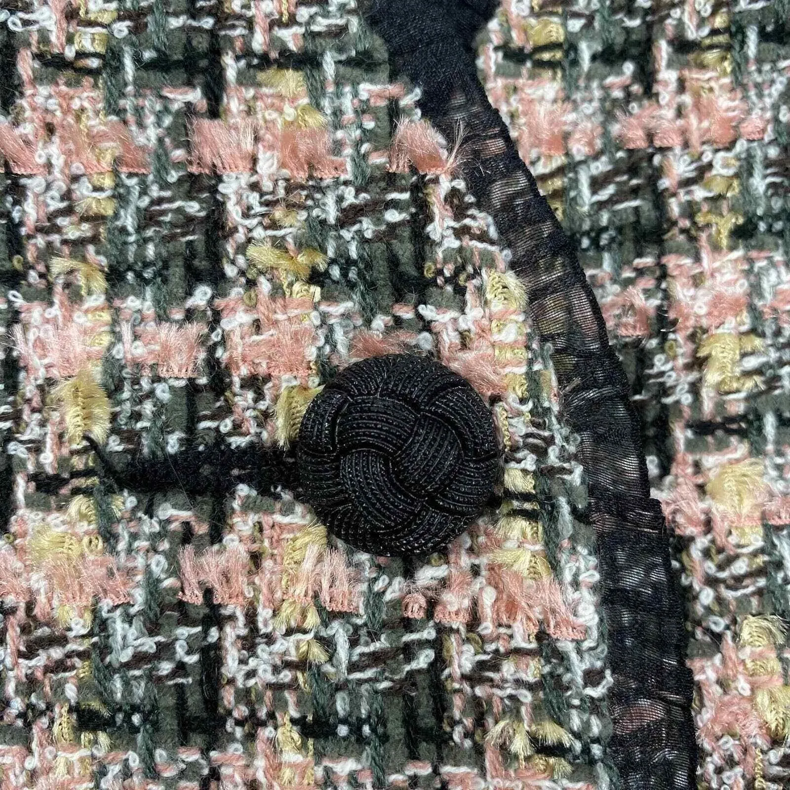 Koret‎ Old Money Editorial Romantic Blazer Jacket size 10 Pink Black Lace Trim - Image 5