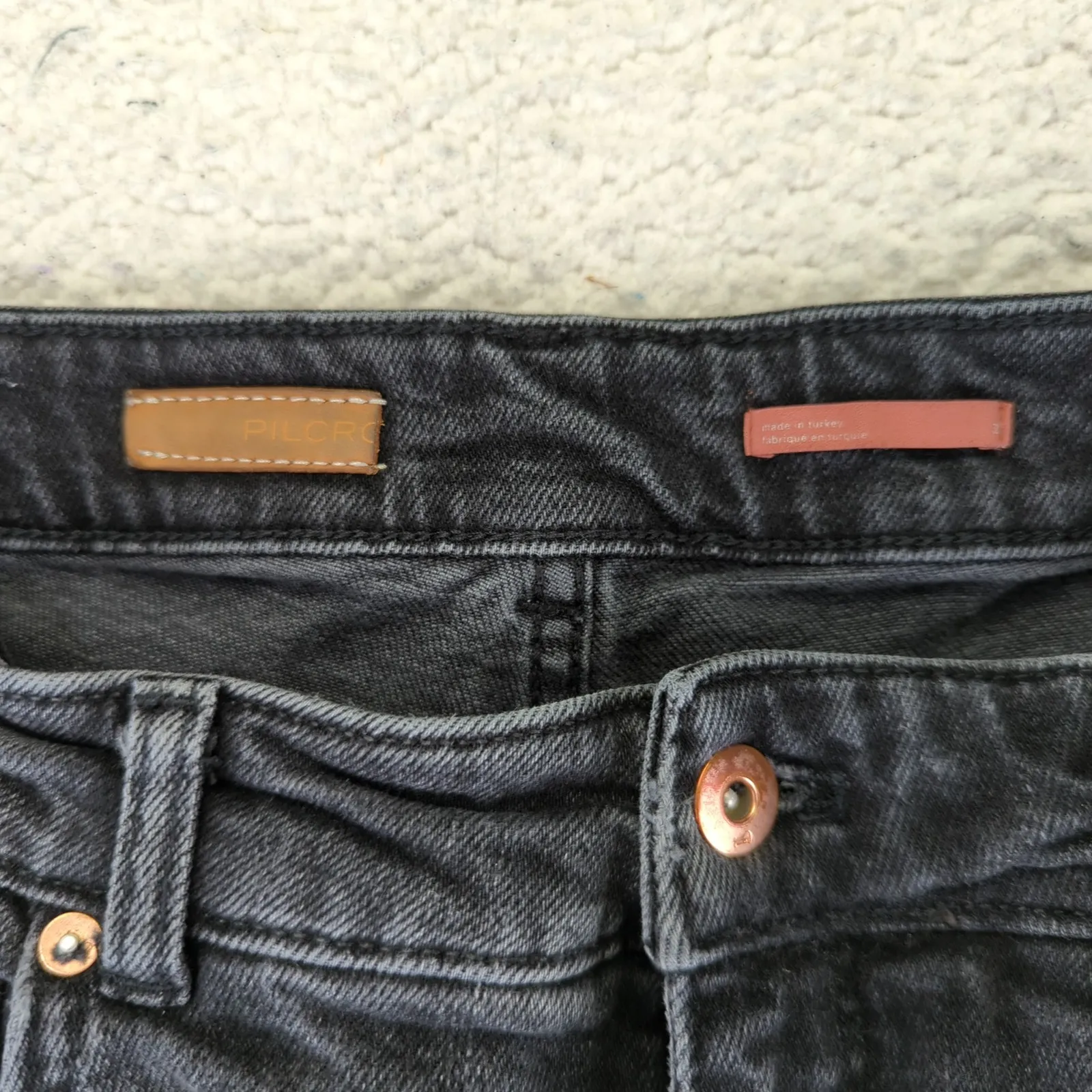 Pilcro Vintage Straight Leg Jeans Black Distressed Women's 32 Stretch High-Rise - Image 7