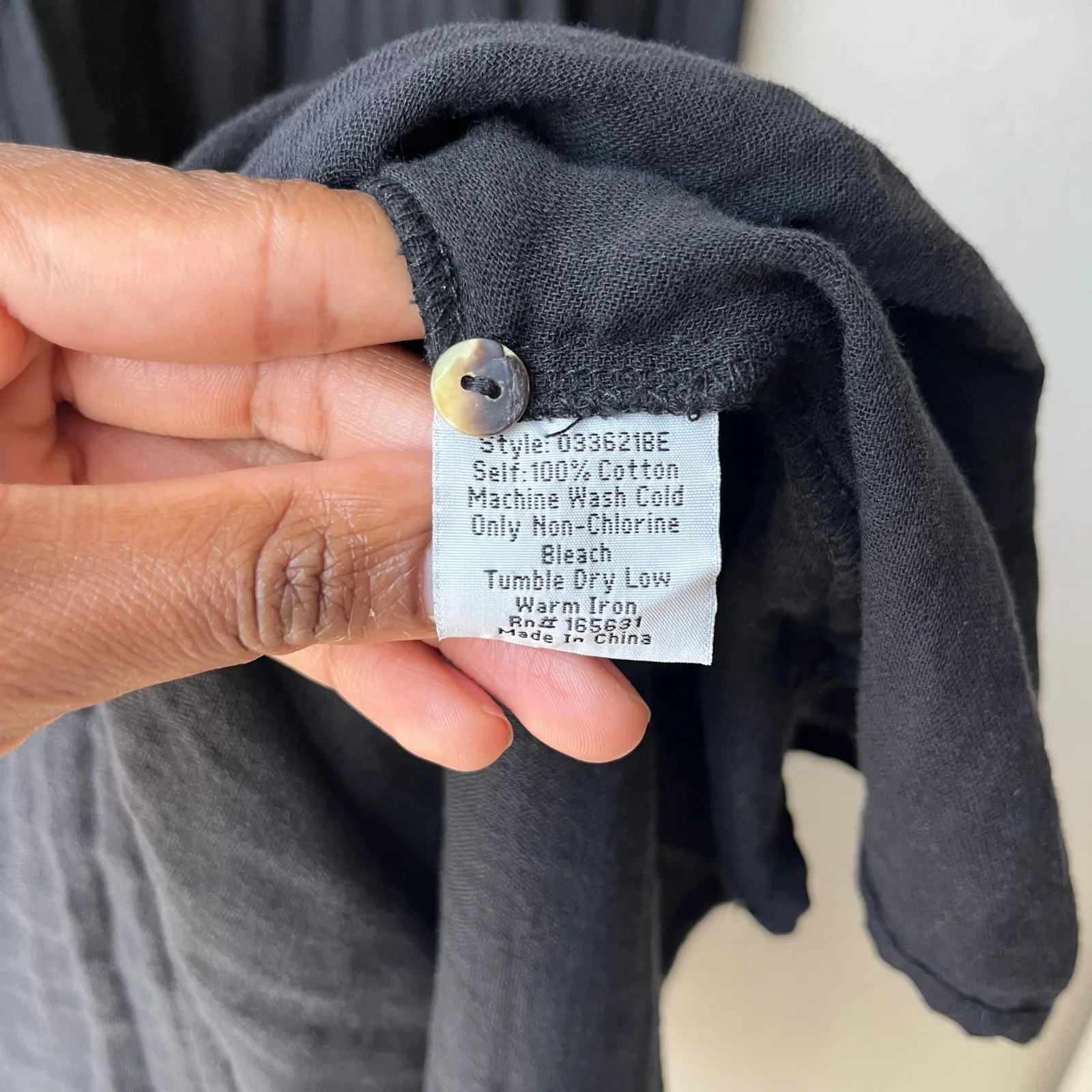 Calme‎ Johnny Was Dress Raglan Tiered Blk Cotton Gauze Short Sleeve Midi Dress M - Image 11