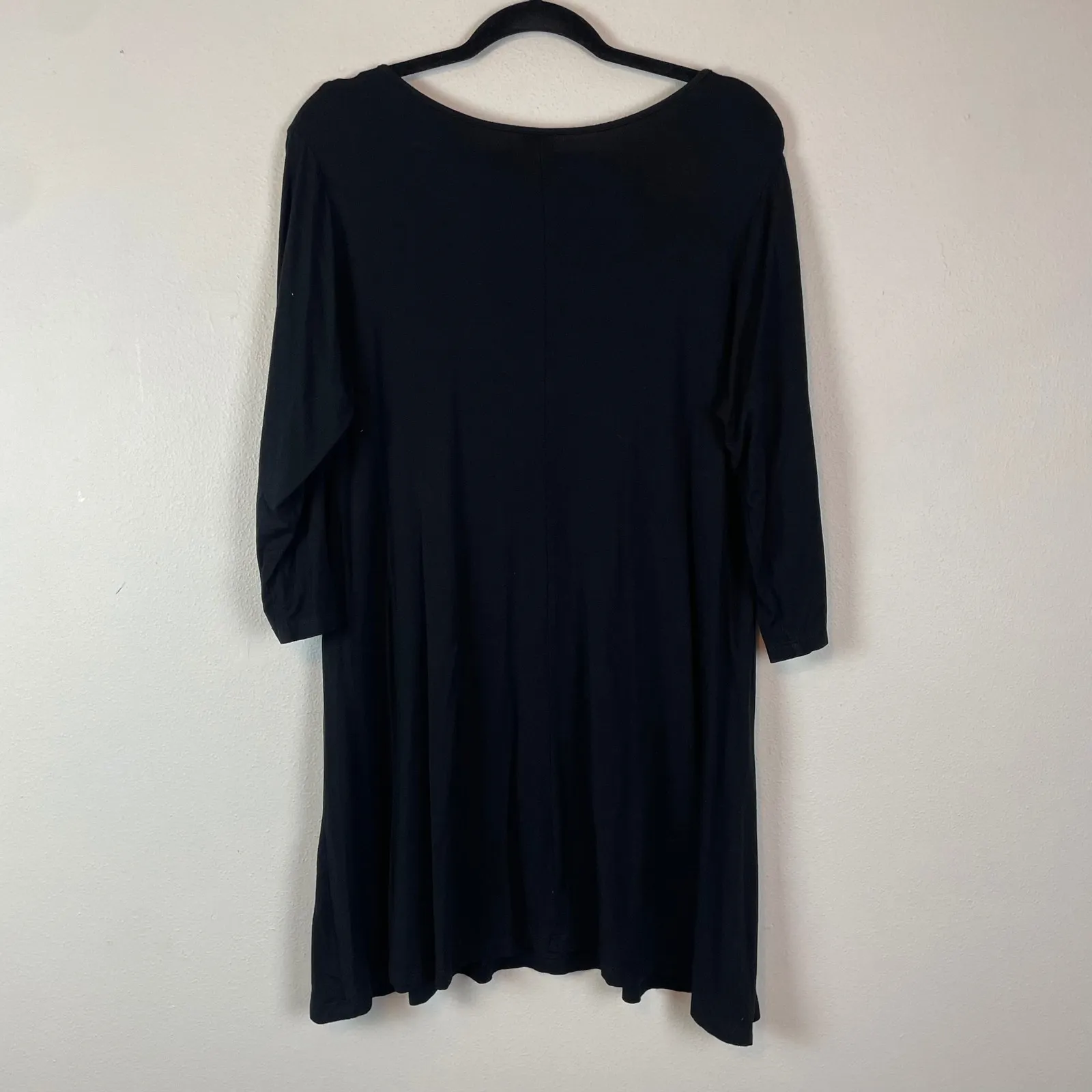 Comfy USA Black 3/4 Sleeve Swing Dress Tunic Top Made in USA Size L Stretch Size L - Image 5