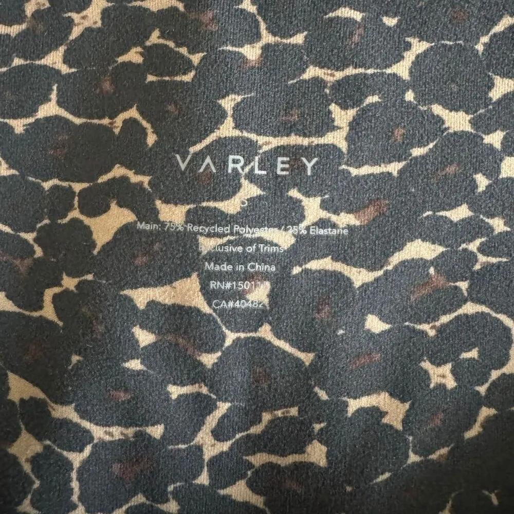 VARLEY Let's Move Mid Rise Leggings Leopard Animal Print 7/8 Gray Tan Small - Image 6