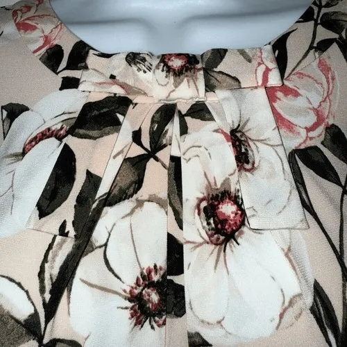 KARL LAGERFELD PARIS Vianne Floral Pleated Bow Knit 3/4" Sleeve Top‎ EUC Size XS - Image 4