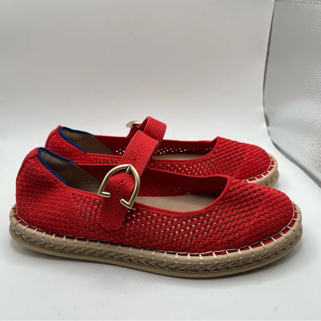 EUC ROTHYS Rothy's The Espadrille Mary Jane In Red Hot size 7 flats - Image 5
