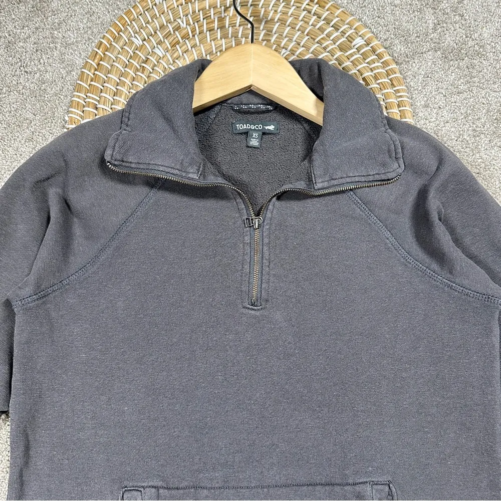 Toad&Co Hemp Organic Cotton Epiq 1/4 Zip Longsleeve Sweat Dress Outdoor Gray XS - Image 4