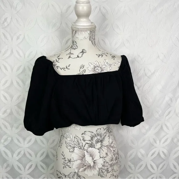 The‎ Fifth Label Ribbed Vesture Square Neck Black Cropped Top Size L NWT - Image 4