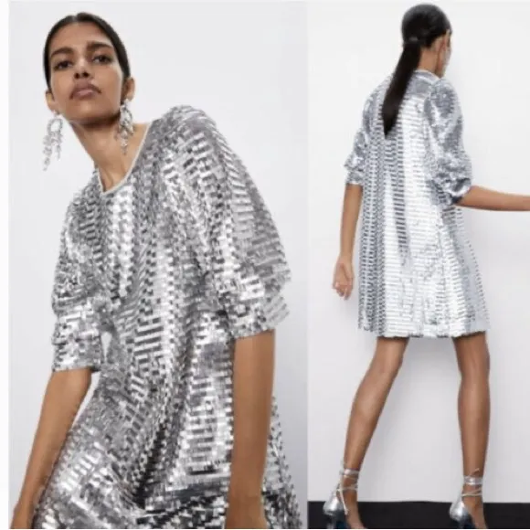 NWOT ZARA All Over Sequence Bloggers Fav Dress Holiday Cocktail Party - Image 2