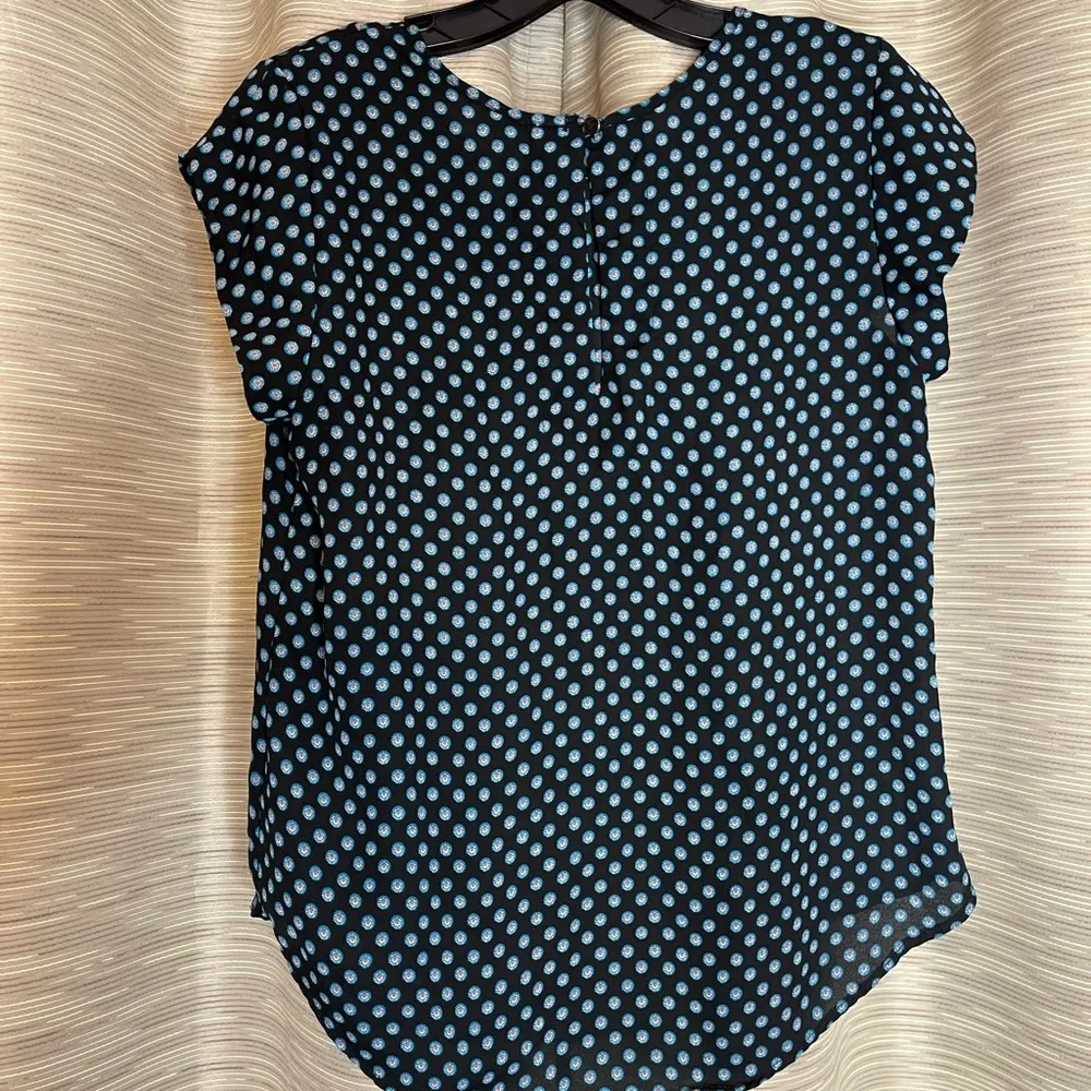 Lily White  Black Tiny Floral Blouse GUC - Image 2