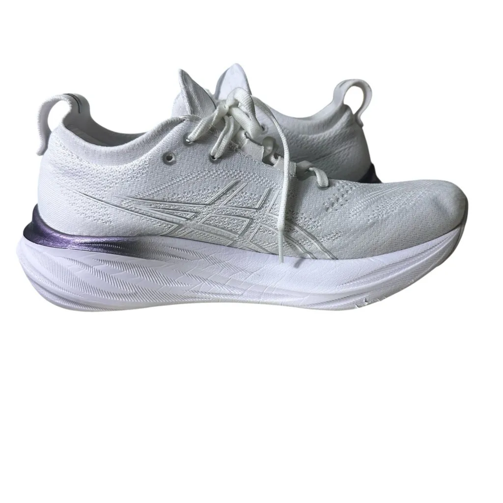 Asics Gel Nimbus 26 Performance Running Shoes Women's 7.5 White Platinum Silver - Image 7