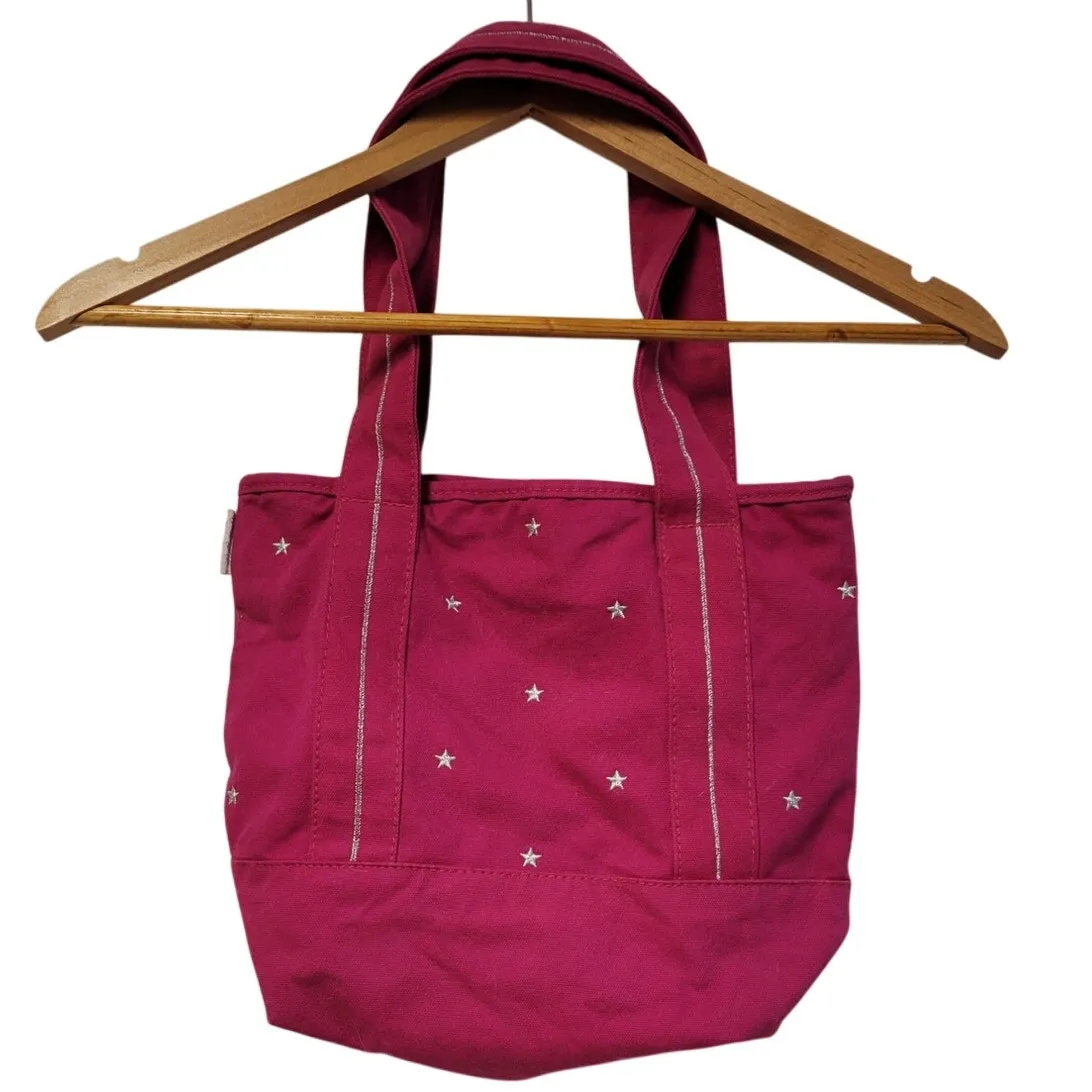 Vintage Y2K Embroidered Tote Bag Hot Pink Silver Trim Stars Kidcore 100% Cotton‎ - Image 2