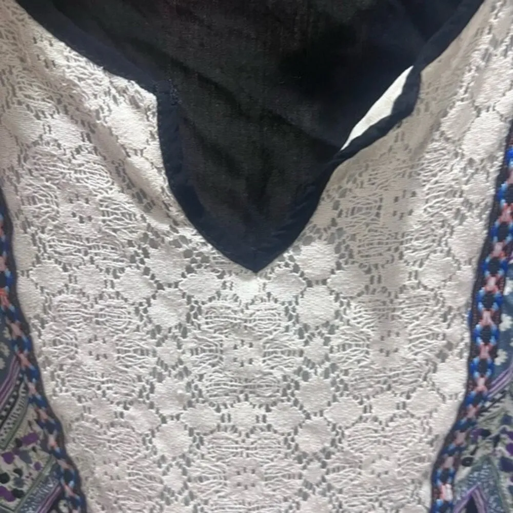 black baby doll boho peasant top vneck dress size small - Image 3