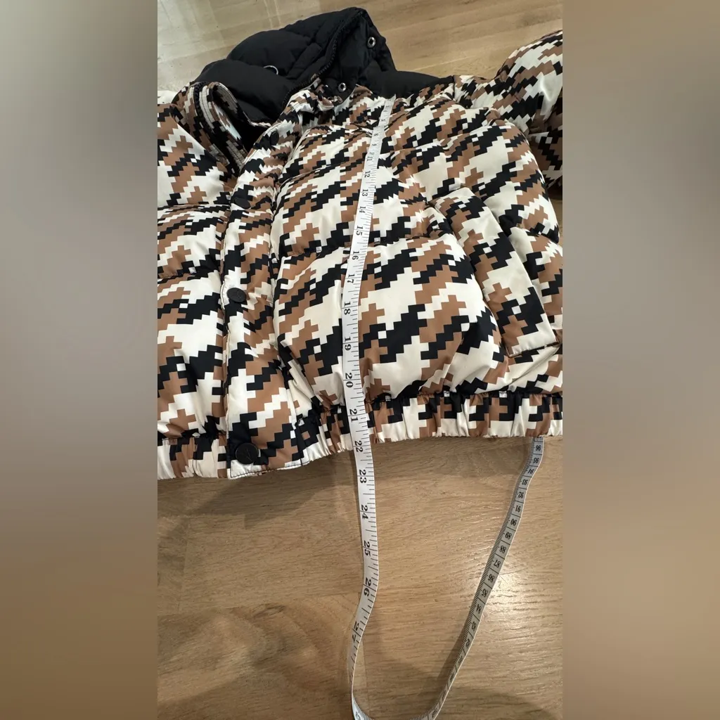 Perfect Moment Puffer II houndstooth down ski jacket tan black white size XL - Image 14