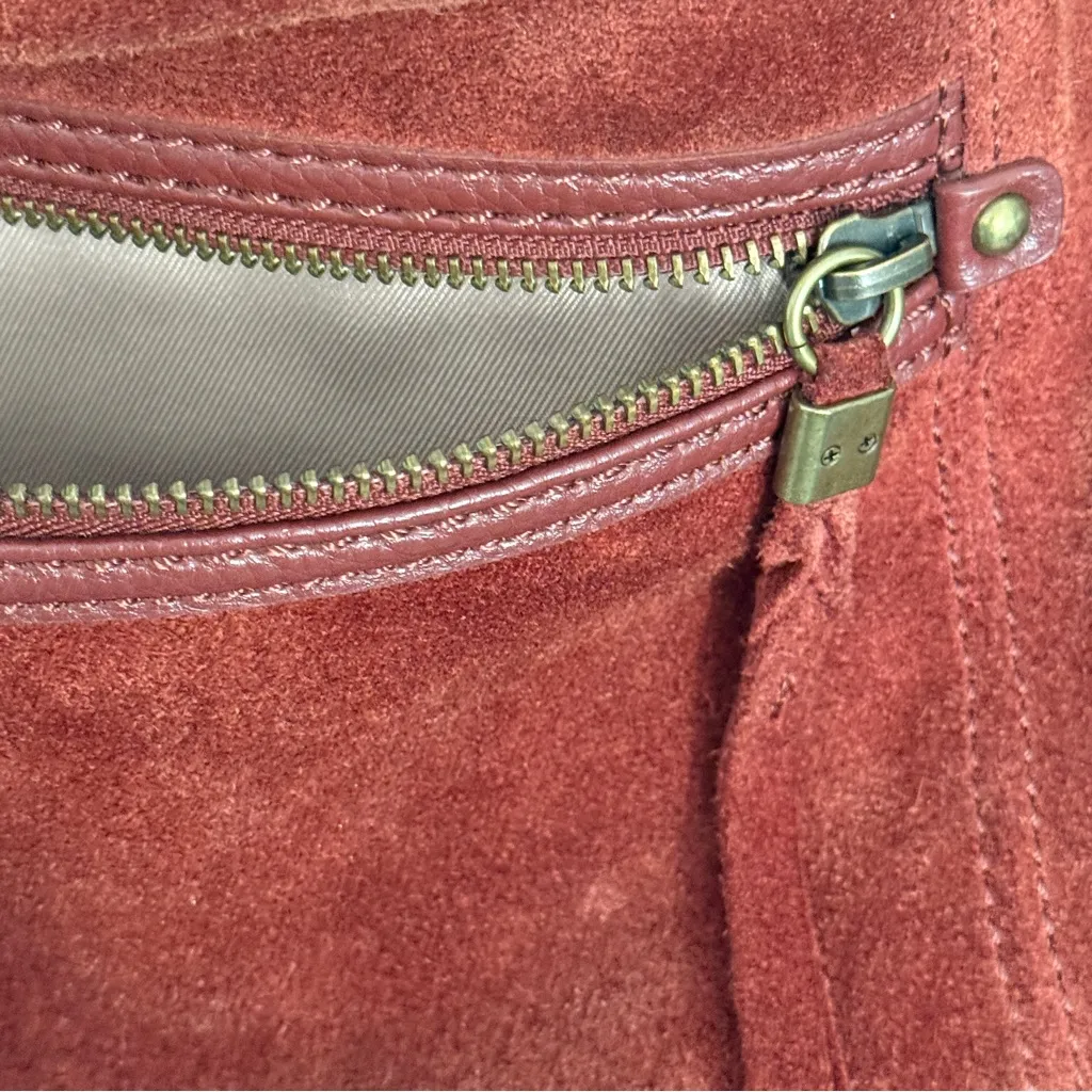 Women's Sequoia Leather Large Hobo Bag-Rust Suede or Brick Rust. - Image 7