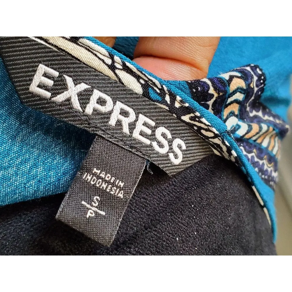 Express Womens Multicolor Short Sleeve Round Neck Knee Length Dress Petite Small - Image 9