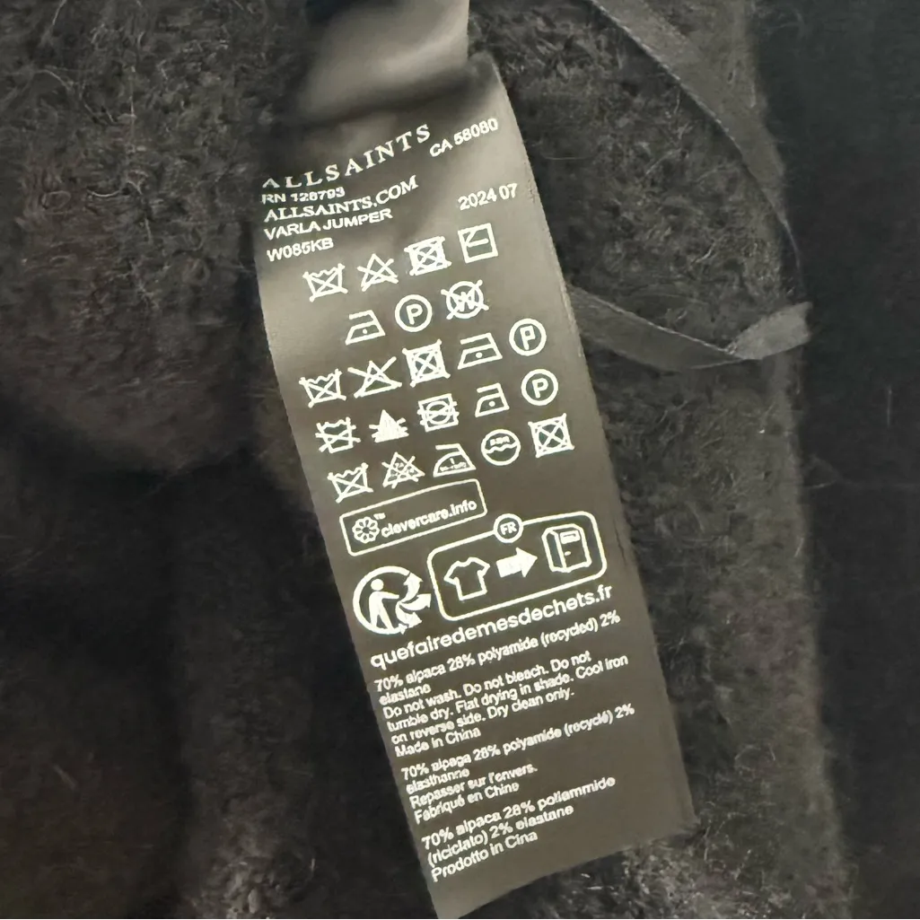 All Saints Varla Cable Stitch Roll Neck Alpaca Blend Sweater in Black S - Image 8