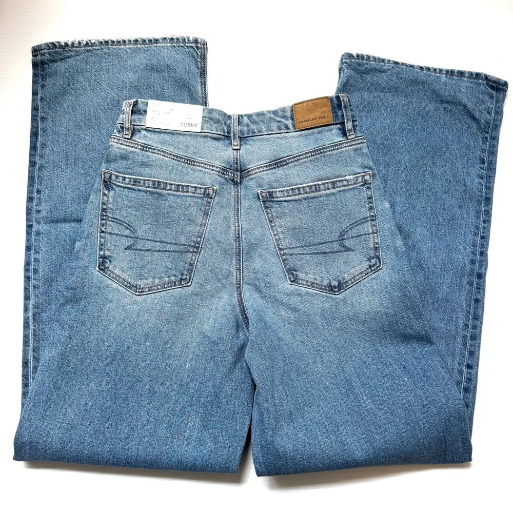 American Eagle Curvy Super High Rise Baggy Straight Jeans Size 2 Long - Image 6