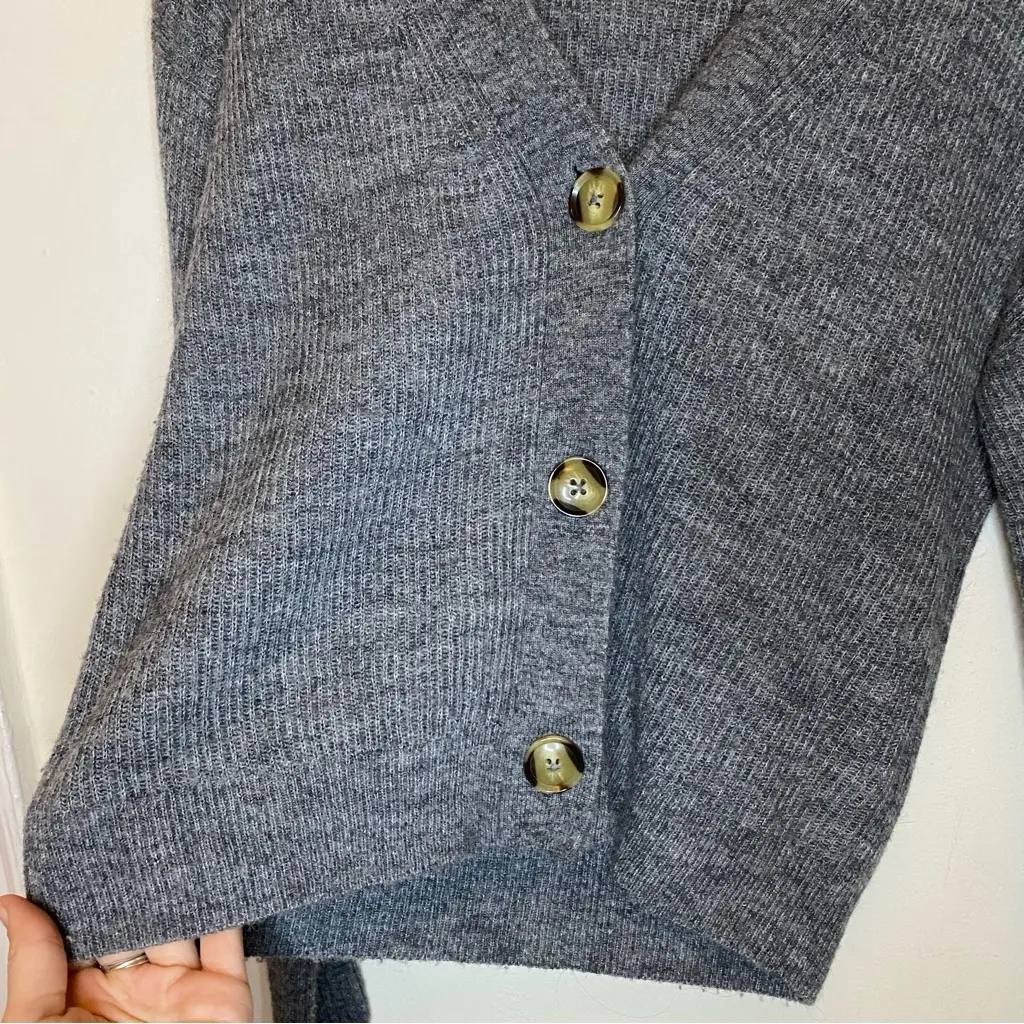 QUINCE Baby Alpaca Wool Cropped Button Down Cardigan Charcoal Gray Sz Small - Image 8