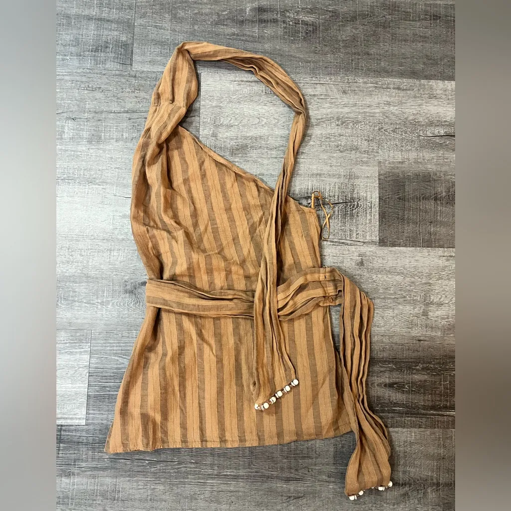 ZARA One Shoulder Asymmetrical Beaded Top - Image 4