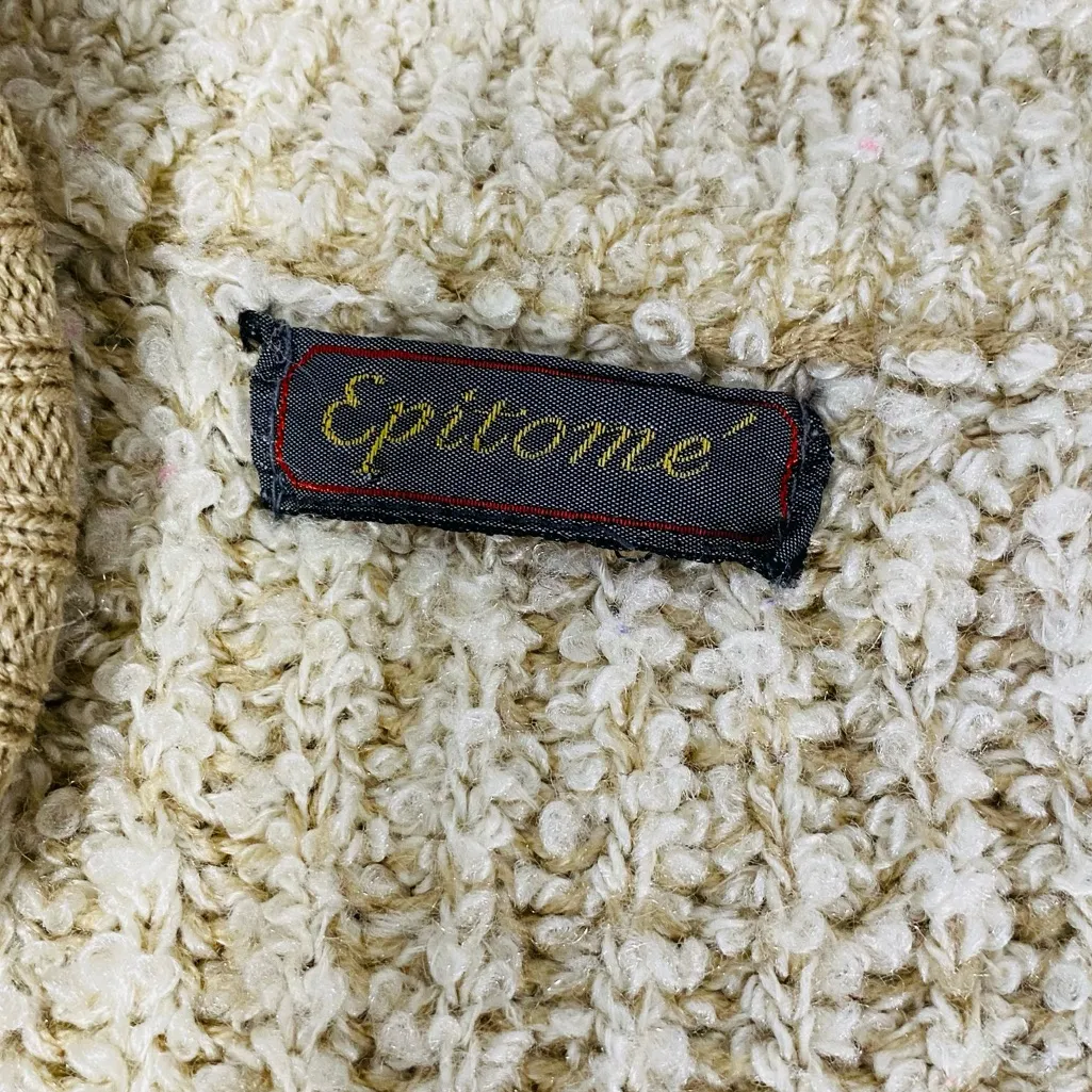 VINTAGE EPITOME Boucle Knit Cardigan Tan Size XL - Image 7