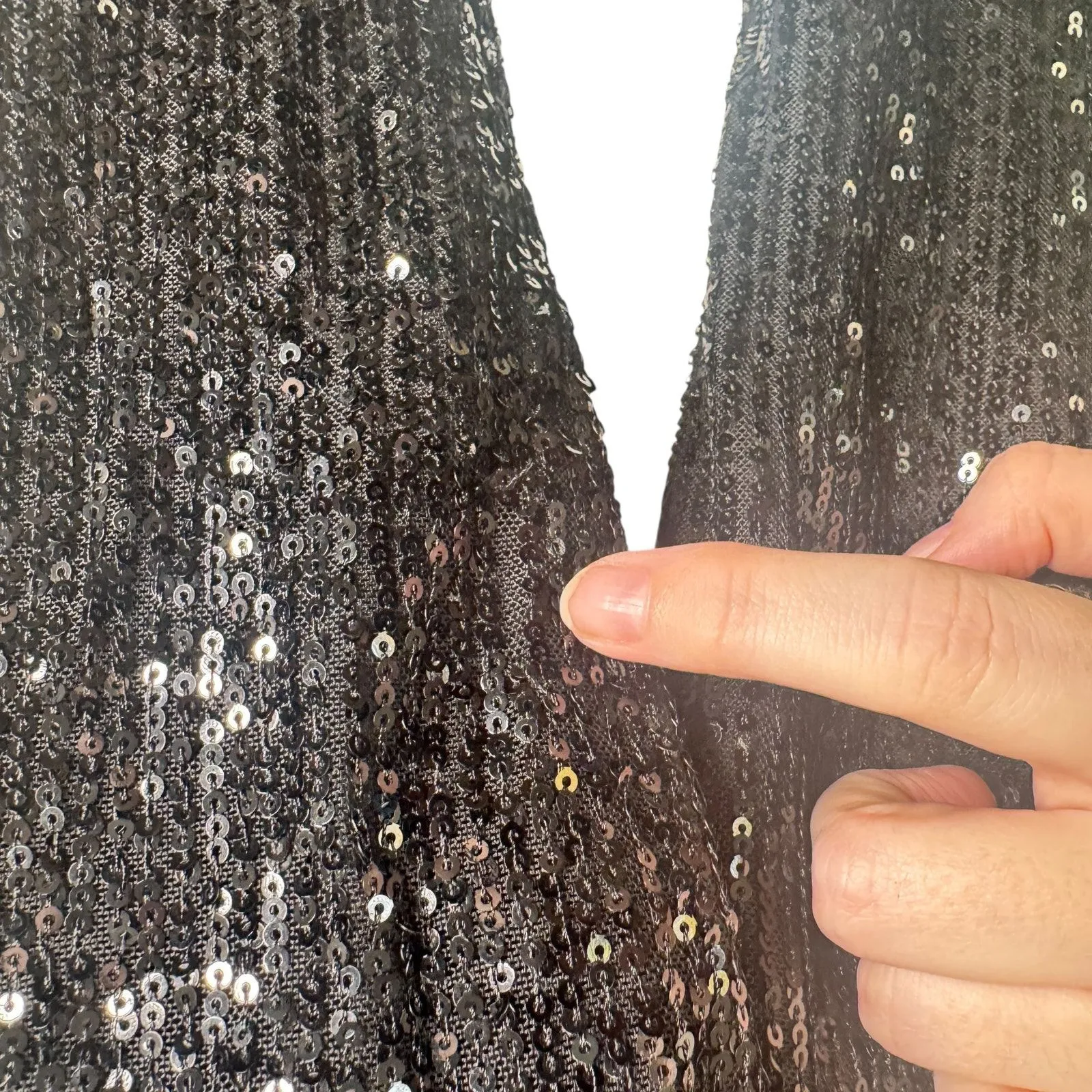 Camila Coelho Calvin Matching‎ Set Strapless Crop Top & Pants Sequin Black Small - Image 14