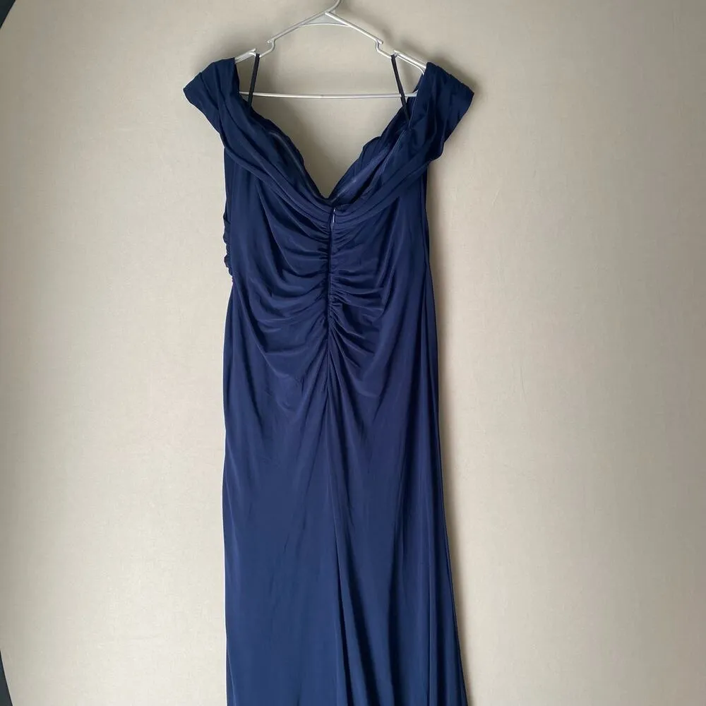 La Femme sz 16‎ navy blue off shoulder gown NWT - Image 13