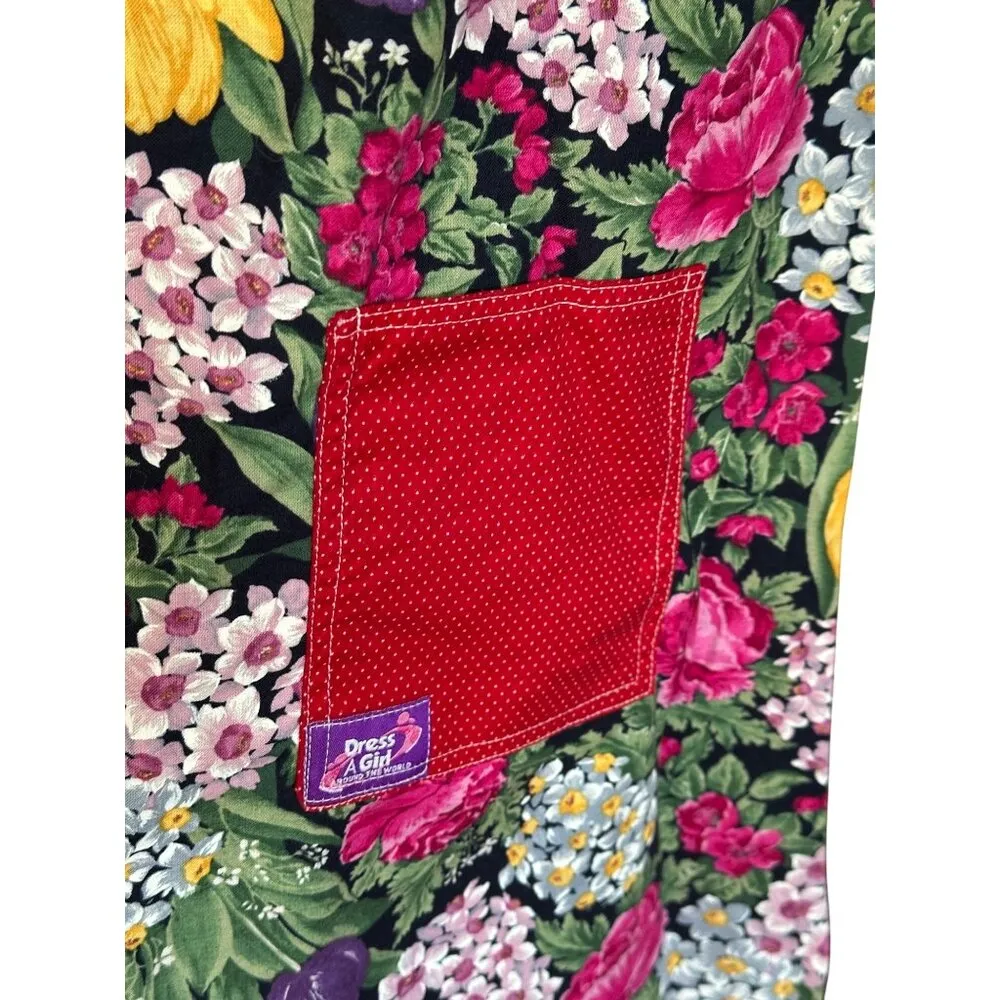 Handmade Floral Apron Dress Red Pockets By Dress A Girl Around The World - Image 10
