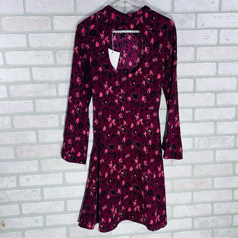 & Other Stories NWT Burgundy Leopard Print Long Sleeve Dress Size 4 - Image 4