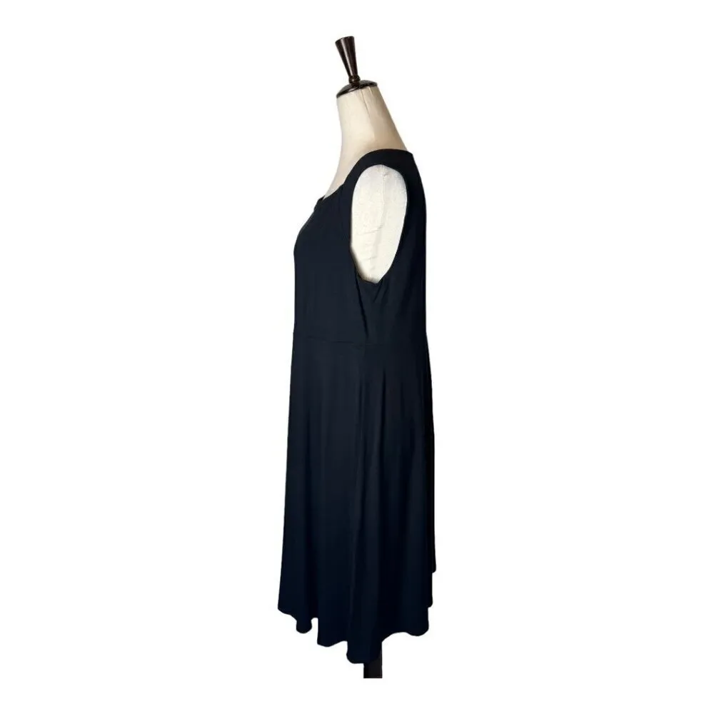 Eileen Fisher Dress‎ Women Small Black Sleeveless Fit And Flare Jersey Knit Midi - Image 6