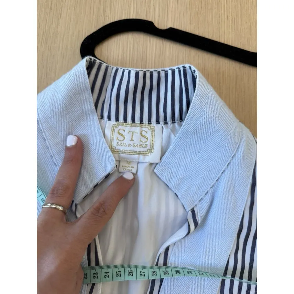 STS Woven Band Collar Split V-Neck Sleeveless Contrast Trim Tunic Shift Dress M - Image 12