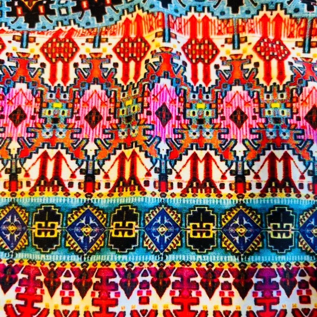 Boho Chic Tribal Print Padded Push Up Brazilian Low rise Bikini Set Size Medium - Image 10