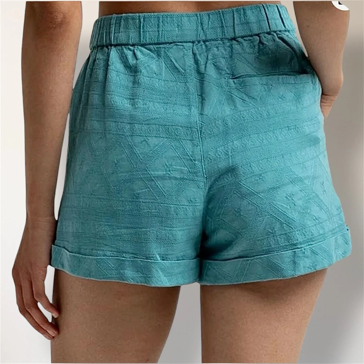 New Roxy S Atlantic Blue Cotton Textured Pocket Shorts Resort‎ Travel Beach - Image 5