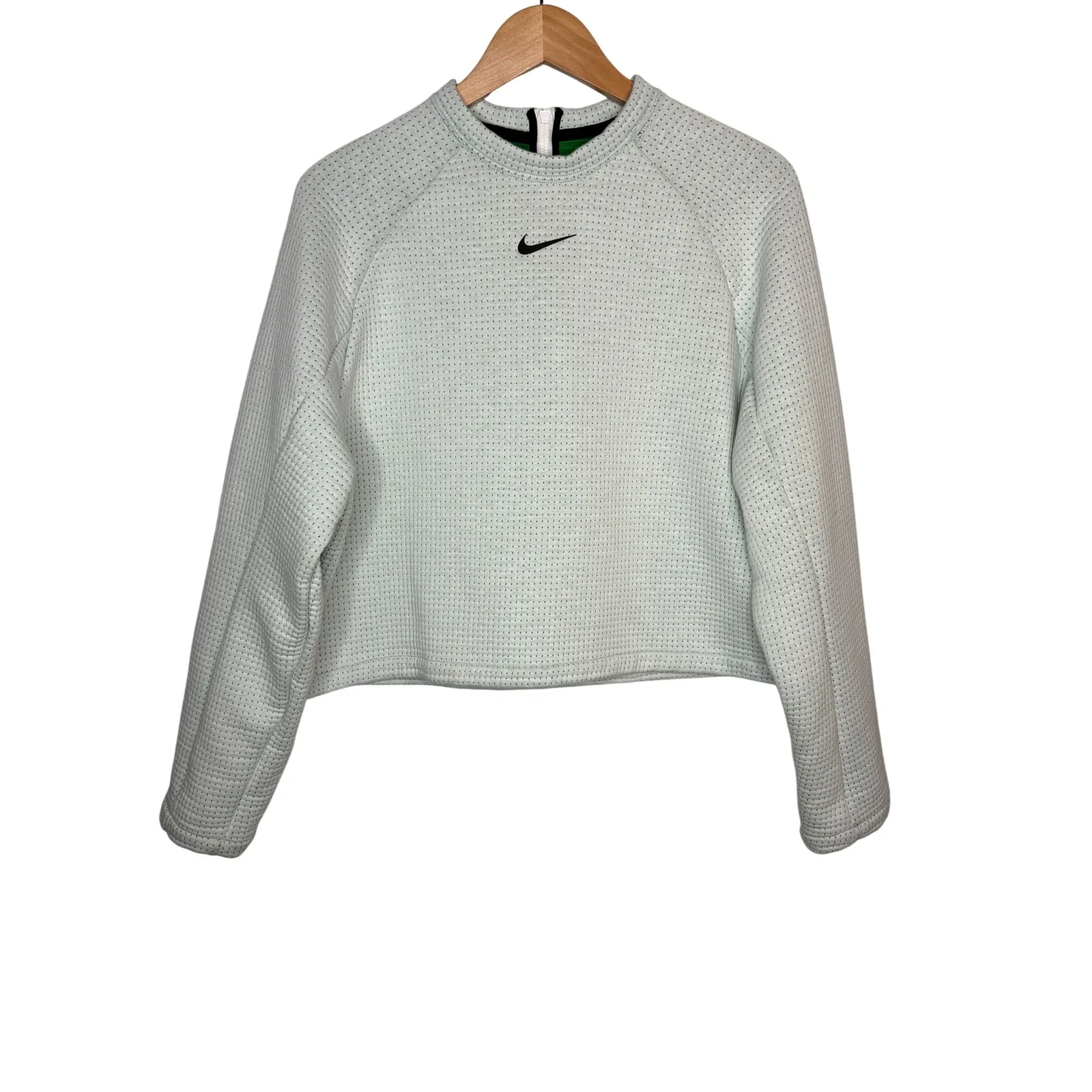 Nike Sportswear Tech Fleece Top Cropped Sweatshirt Gray Green Women Size XL - Image 4