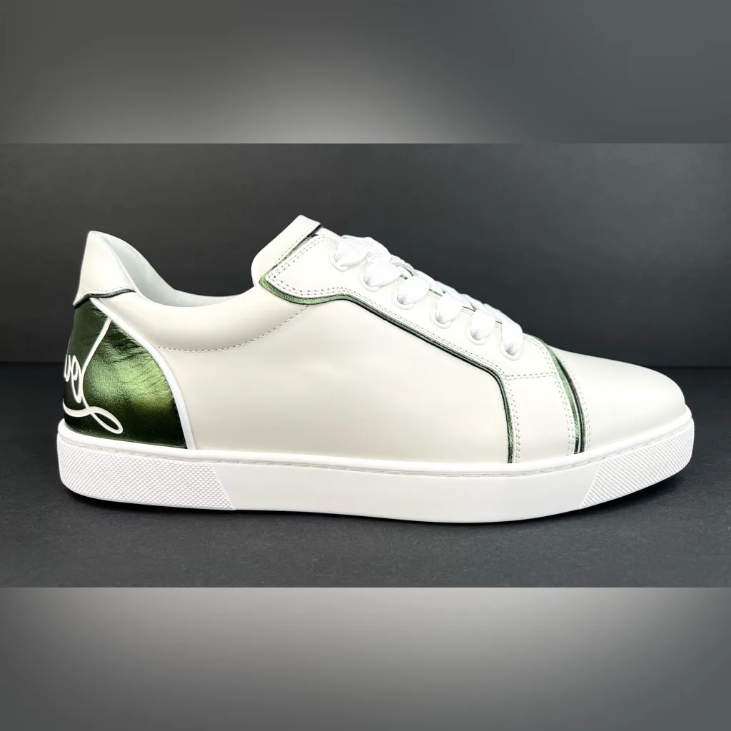 Christian Louboutin Fun Vieira Flat Leather  Metallic Logo Sneakers Size EU 41 - Image 8