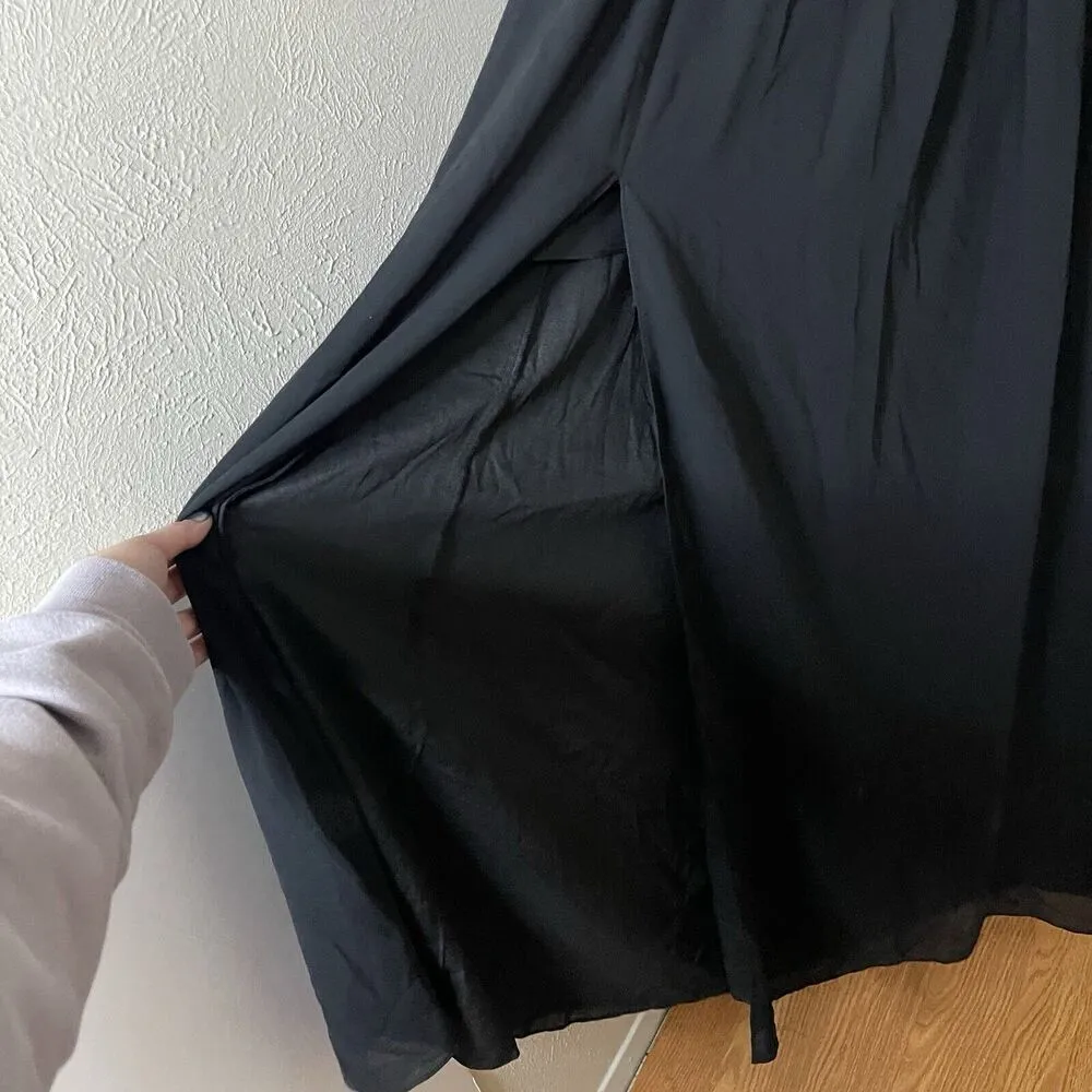 NEW! Dress the Population Aura Bandeau halter high slit chiffon black gown large - Image 4