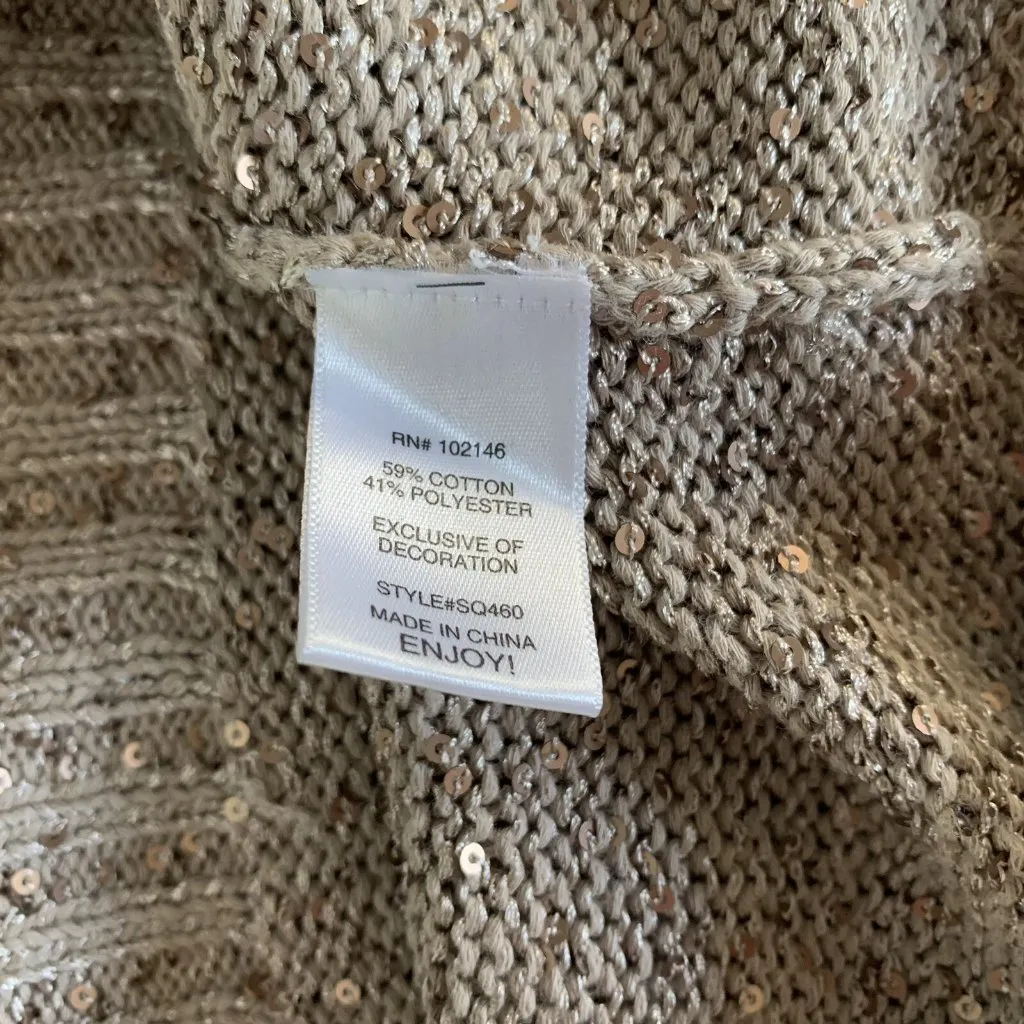 Michael Stars Sweater One Size Brown Sequin Knit Boho Luxe Evening - Image 5